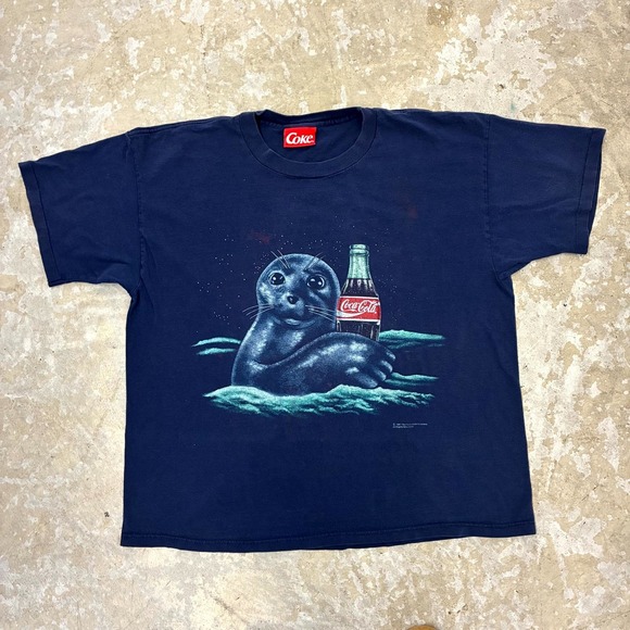 Coca-Cola Other - Vintage Coca-Cola Shirt Mens XL USA Blue Coke Seal Promotional Double Sided‎